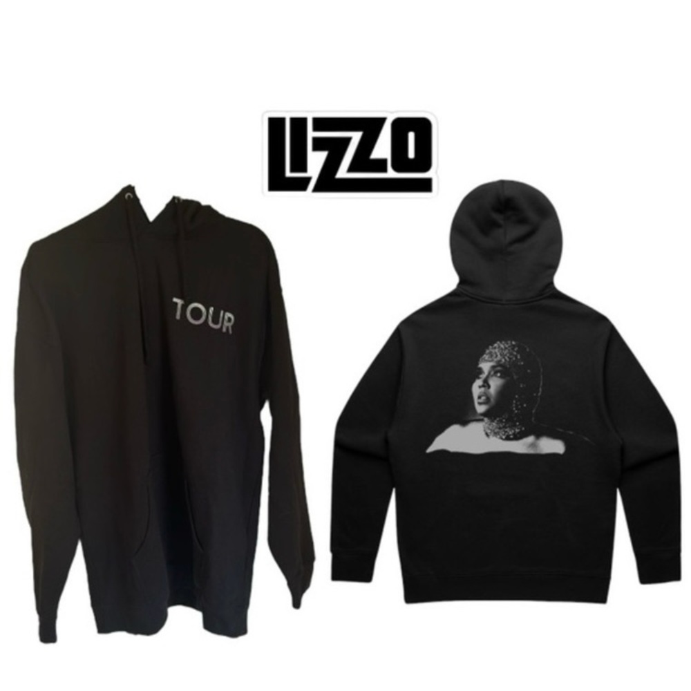 LIZZO TOUR‎ Pullover Hoodie Black Size L Long Sleeve Concert LIZZO MERCH